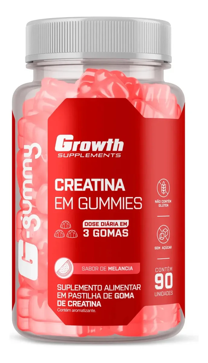 Creatina Em Gummies Growth Supplements 90 Gomas Gummy Melancia