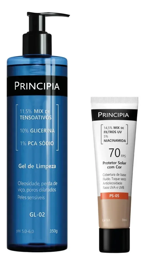 Principia Kit Rotina Poderosa Gl-02 + Ps Com Cor 3.0 Fps 70 Todo Tipo De Pele Dia/noite