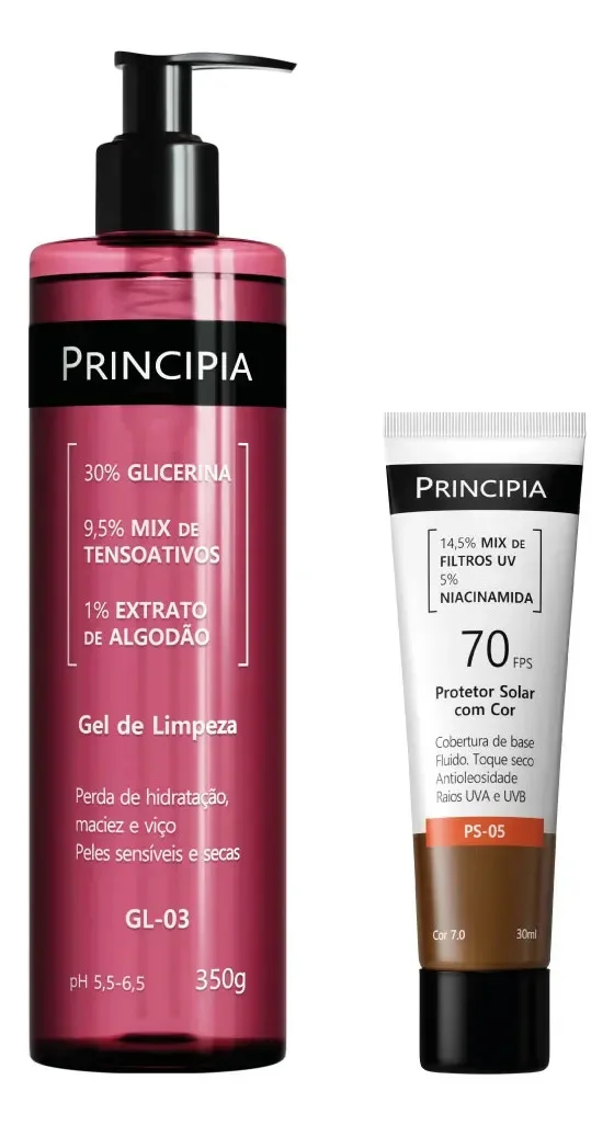 Principia Kit Rotina Poderosa Gl-03 + Ps Com Cor 7.0 Fps 70 Todo Tipo De Pele Dia/noite