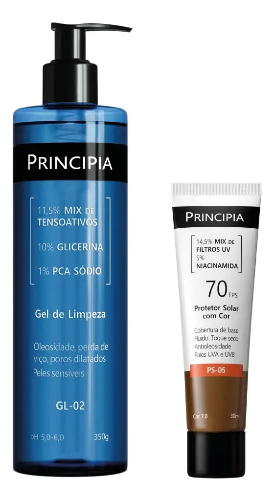 Principia Kit Rotina Poderosa Gl-02 + Ps Com Cor 7.0 Fps 70 Todo Tipo De Pele Dia/noite