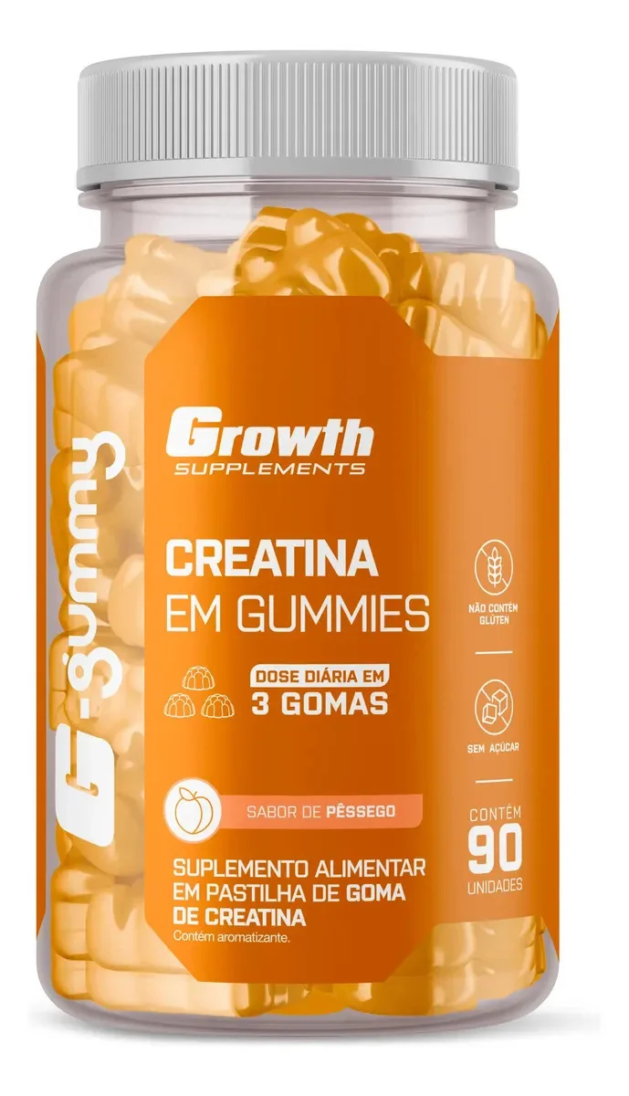 Creatina Em Gummies Growth Supplements 90 Gomas Gummy Pessego